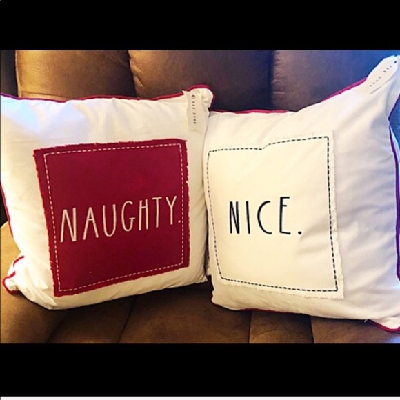 SOLD!!!  Rae Dunn Christmas Naughty Nice Pillow - Picture 2 of 7
